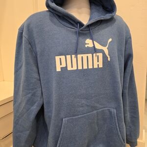 Puma Blue Pullover Hoodie with White Logo